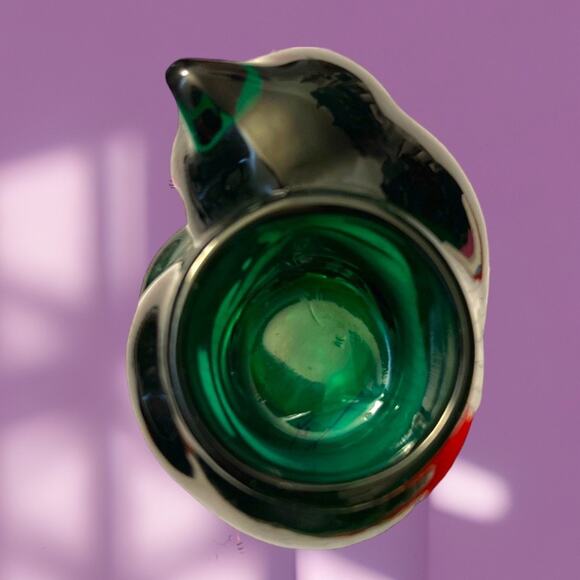 Vintage Indiana Glass Green Cat Candle Lite Glass 90s Votive Candle Holder - Picture 5 of 7